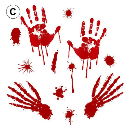 Blaudonau- Halloween Blut Hand Fußabdrücke Wandaufkleber D