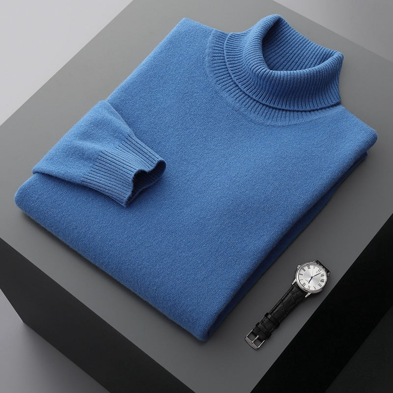 Blaudonau- Einfarbiger Eleganter Rollkragenpullover für Herren