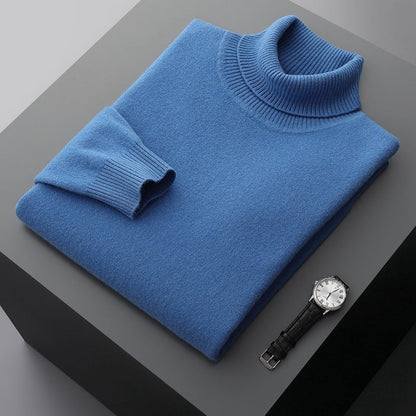 Blaudonau- Einfarbiger Eleganter Rollkragenpullover für Herren