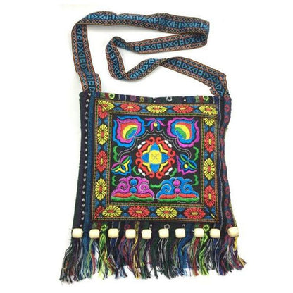 Blaudonau- Boho Quaste Handtasche Blaue Kamelie