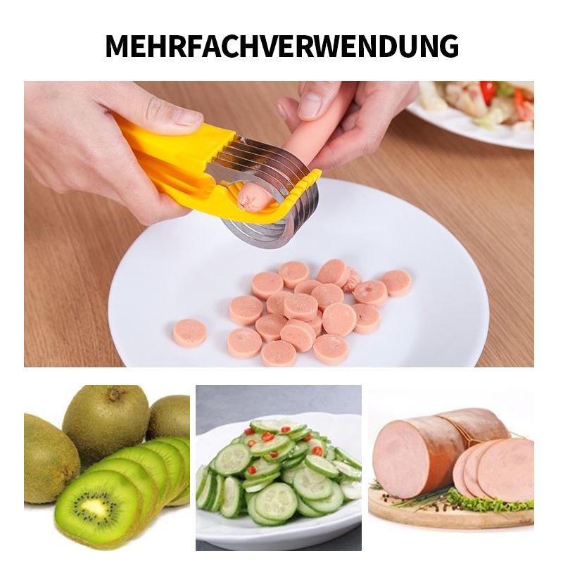 Blaudonau- Edelstahl Bananenschneider Gurkenschneider Obst Gemüse Messer Salat Neuheit Küchenzubehör Gadget