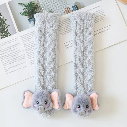 Blaudonau- Flauschige Wintersocken für Babys Hellgrauer Elefant