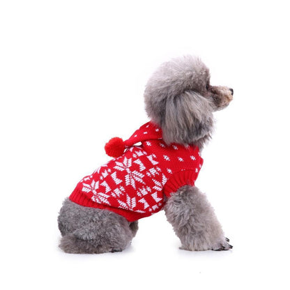 Blaudonau- Weihnachtsschneeflocke Warmer Pullover für Hunde Rot