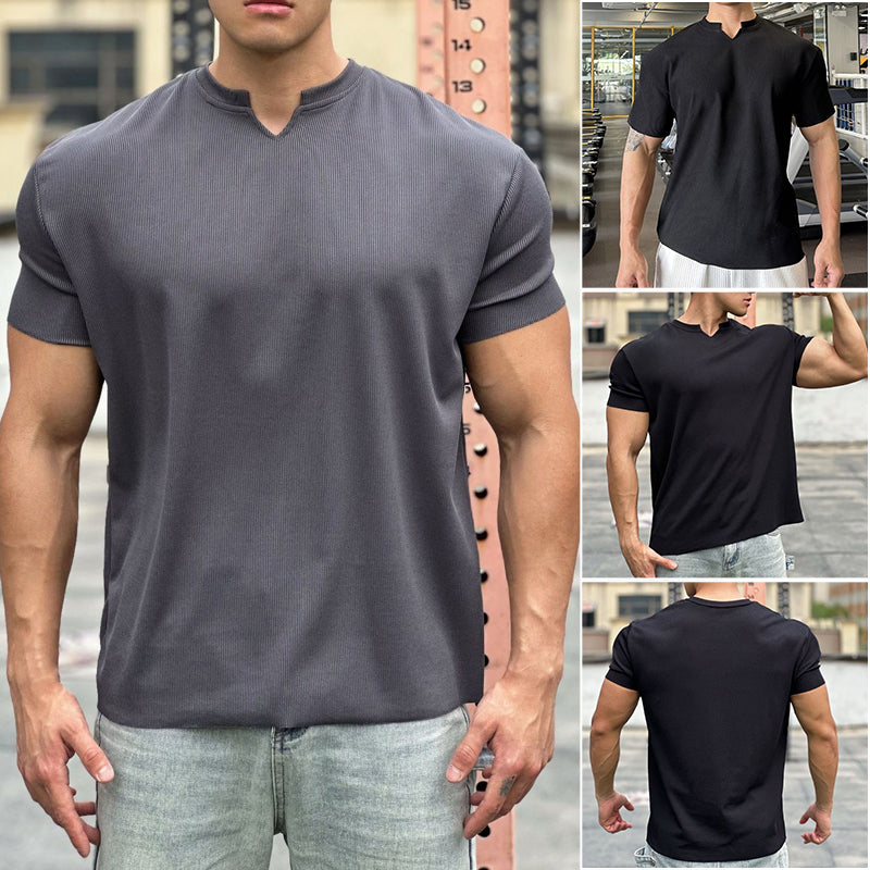 Blaudonau- Men's V-Neck Short Sleeve Muscle Athletic Workout T-Shirts