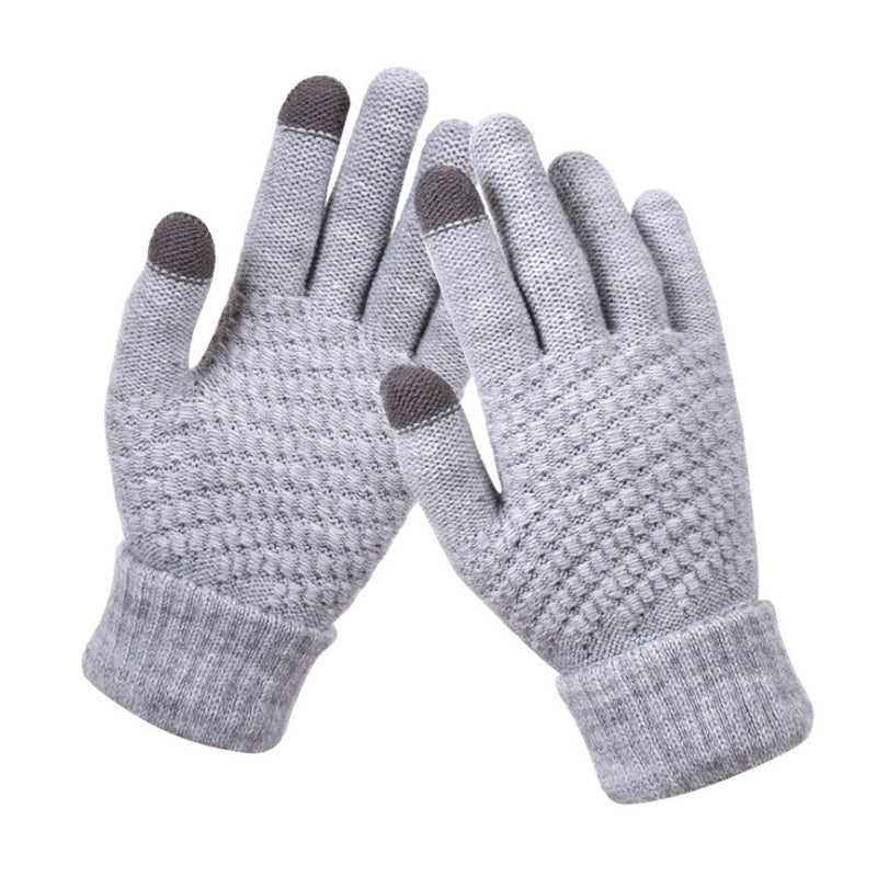 Blaudonau- Milduall Strickhandschuhe Bildschirmberührbare Verdickte Winterhandschuhe