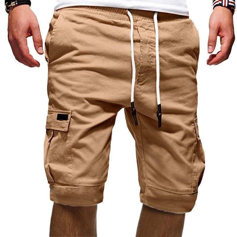 Blaudonau- Mode lose Shorts mit Große Tasche für Herren Khaki