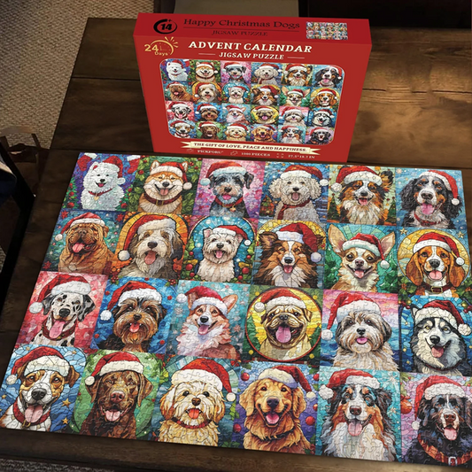 Blaudonau- Frohe Weihnachten Hunde Adventskalender Puzzle