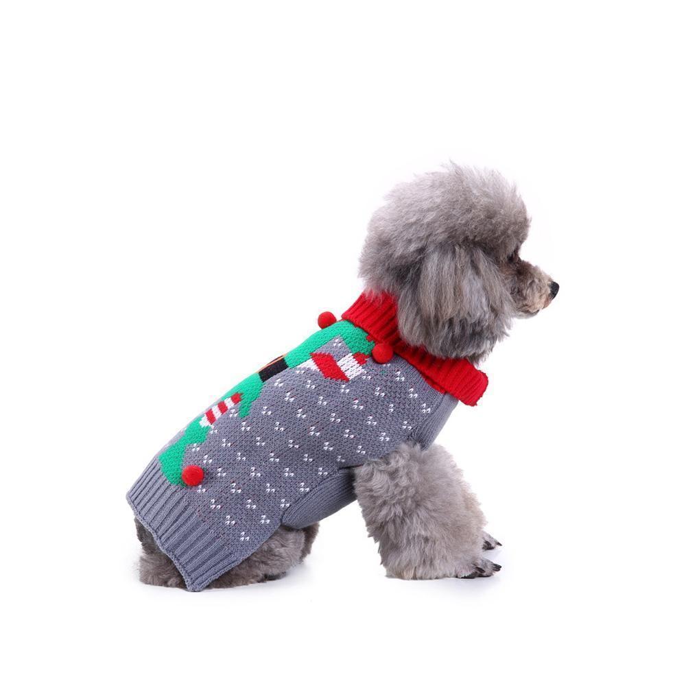 Blaudonau- Weihnachtsschneeflocke Warmer Pullover für Hunde Grau