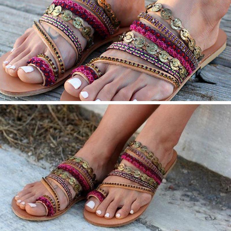 Blaudonau- Griechischer Stil Boho-Sandalen