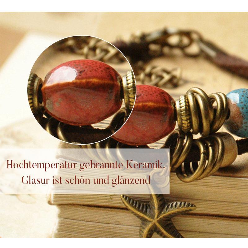 Blaudonau- Unisex Vintage Porzellan Charm mehrschichtiges verstellbares Armband