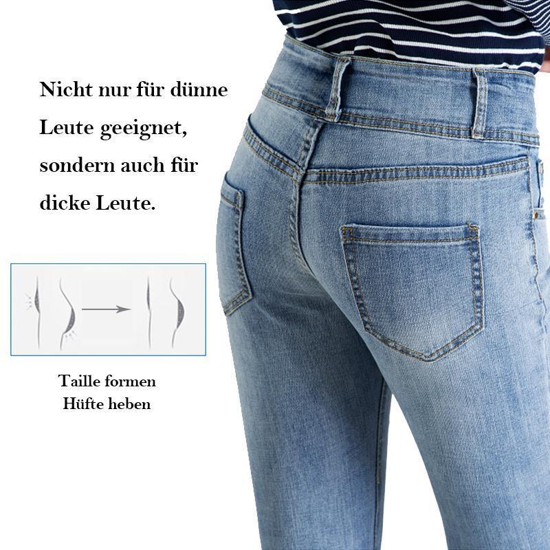 Blaudonau- Stretchjeans mit Schleife