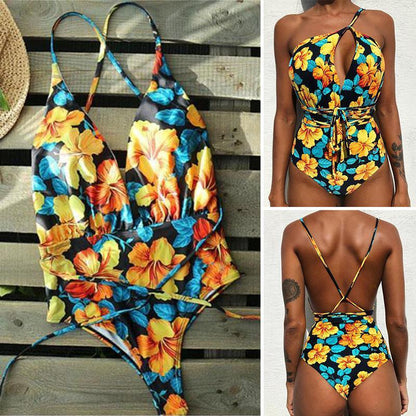 Blaudonau- Frauen Multi-Floral bedruckte Einteiler Bikini