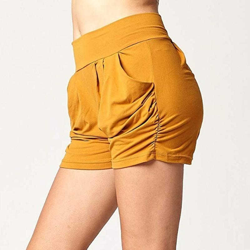 Blaudonau- Hohe-Taille gefaltete Tasche Shorts