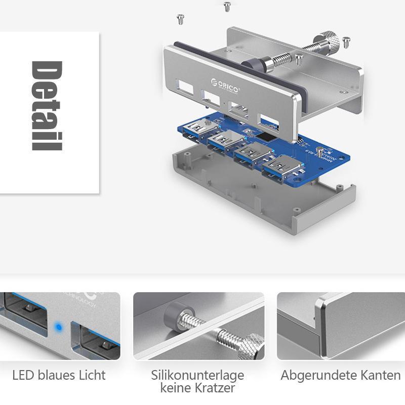 Blaudonau- Anbaubarer USB 3.0-Adapter-Hub auf der Schreibtischseite