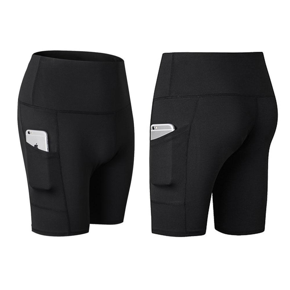 Blaudonau- Hohe Taille Laufen Yoga Shorts Schwarz