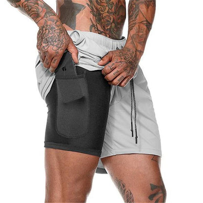 Blaudonau- 2-in-1-Fitness-Turnhose mit sicherer Tasche ( Shorts & Verkürzte Hose)