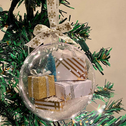 Blaudonau- Christbaumschmuck transparente Kugel weiße Geschenkbox