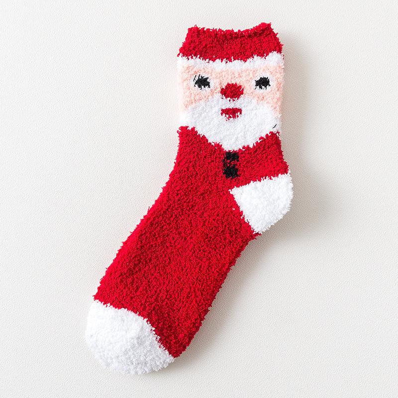 Blaudonau- Frauen Weihnachten Plüsch Socken roter Weihnachtsmann