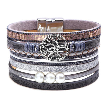 Blaudonau- Baum des Lebens Multi-Ring-Armband mit Perlen