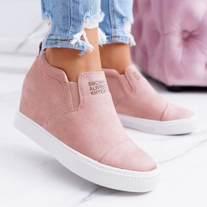 Blaudonau- Damen versteckter Absatz Sneakers Loafers rosa