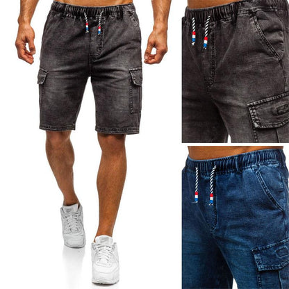 Blaudonau- Fünf-Punkt gewaschene Jeansshorts