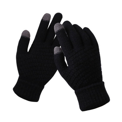 Blaudonau- Milduall Strickhandschuhe Bildschirmberührbare Verdickte Winterhandschuhe Schwarz