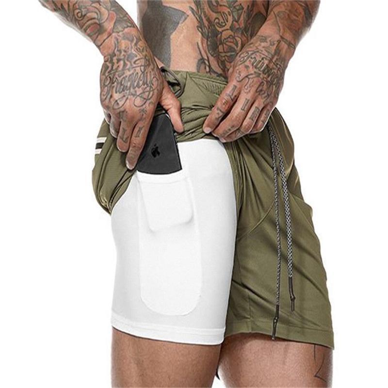 Blaudonau- 2-in-1-Fitness-Turnhose mit sicherer Tasche ( Shorts & Verkürzte Hose)