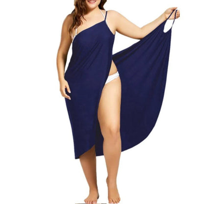 Blaudonau- Einfarbiges Ärmelloses Sexy Strandkleid