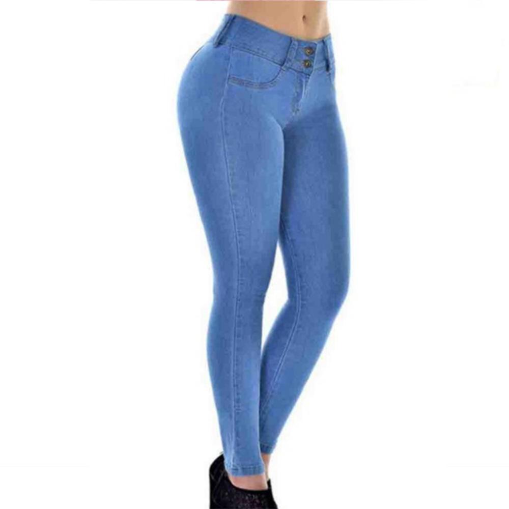 Blaudonau- Elastische Jeanshose mit hoher Taille Hellblau