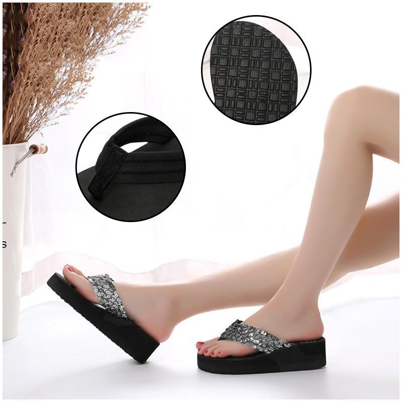 Blaudonau- Die neuesten Sommer-Pailletten der Frauen 2018 rutschfeste Sandalen Slipper Flip-Flops für Indoor Outdoor