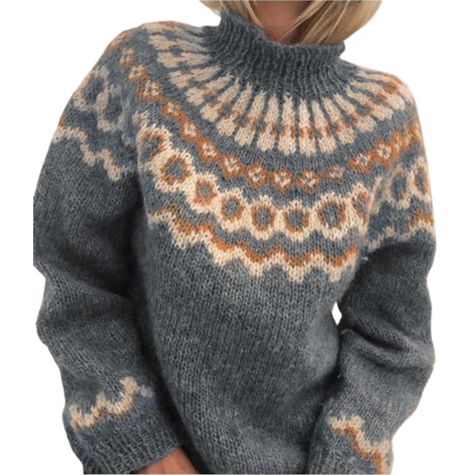 Blaudonau- ATHENA - Rollkragenstrickpullover für Damen