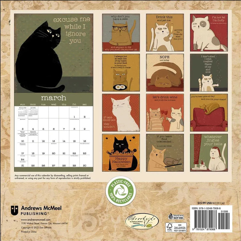 Blaudonau- A Year of Snarky Cats 2024 Wall Calendar