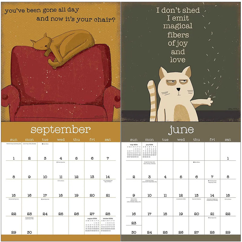 Blaudonau- A Year of Snarky Cats 2024 Wall Calendar