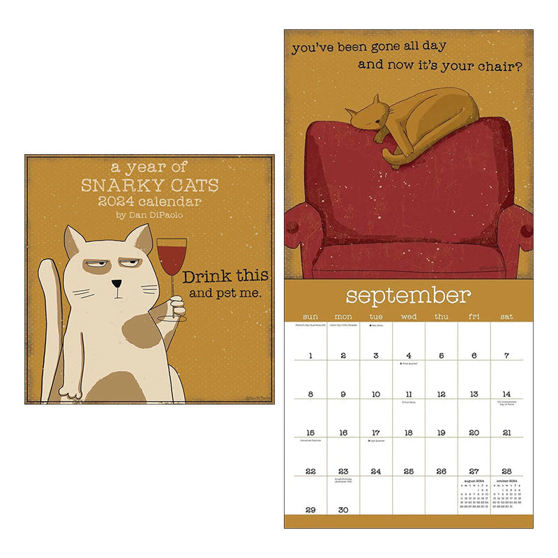 Blaudonau- A Year of Snarky Cats 2024 Wall Calendar