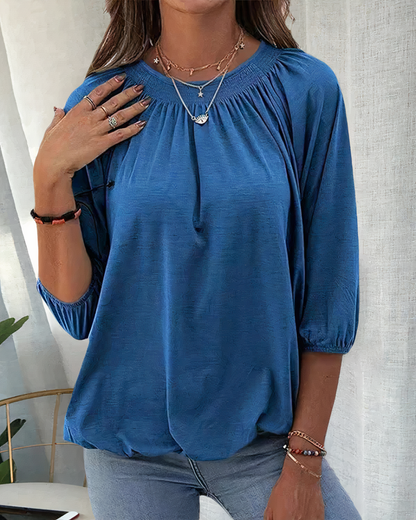 Blaudonau- ESTELLE - Stylische 3/4-Ärmel-Bluse