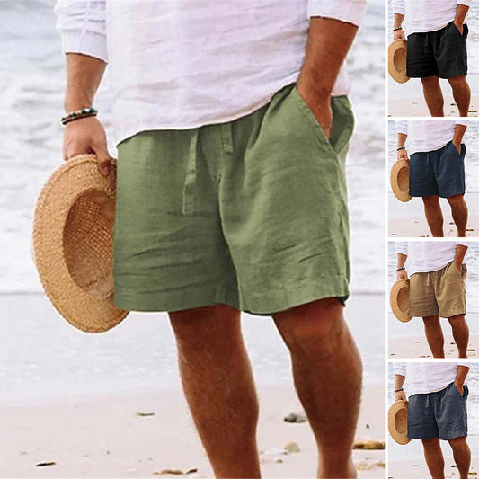 Blaudonau- Herren-Strandshorts aus Baumwoll Leinen