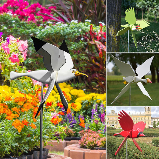 Blaudonau- Windmühle mit Möwe als Gartendekoration