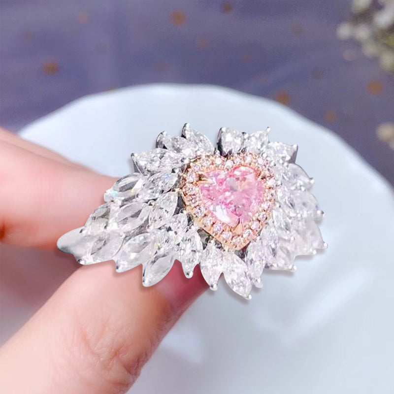 Blaudonau- Heart-Shaped Pink Diamond Ring