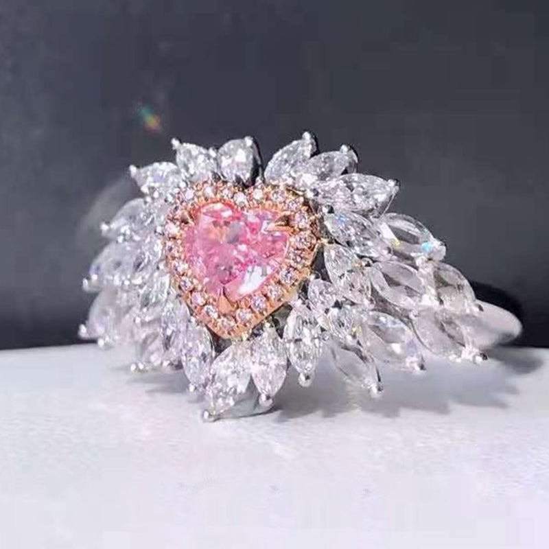 Blaudonau- Heart-Shaped Pink Diamond Ring