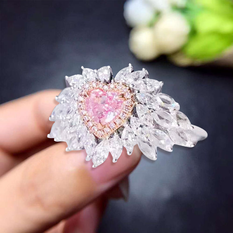 Blaudonau- Heart-Shaped Pink Diamond Ring