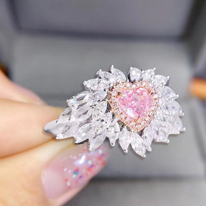 Blaudonau- Heart-Shaped Pink Diamond Ring