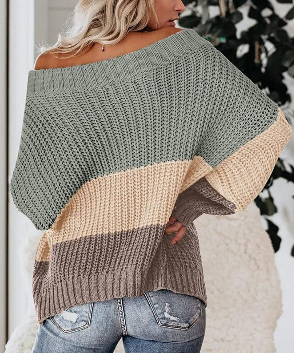 Blaudonau- JANE - Vintage-Pullover mit Farbblockmuster