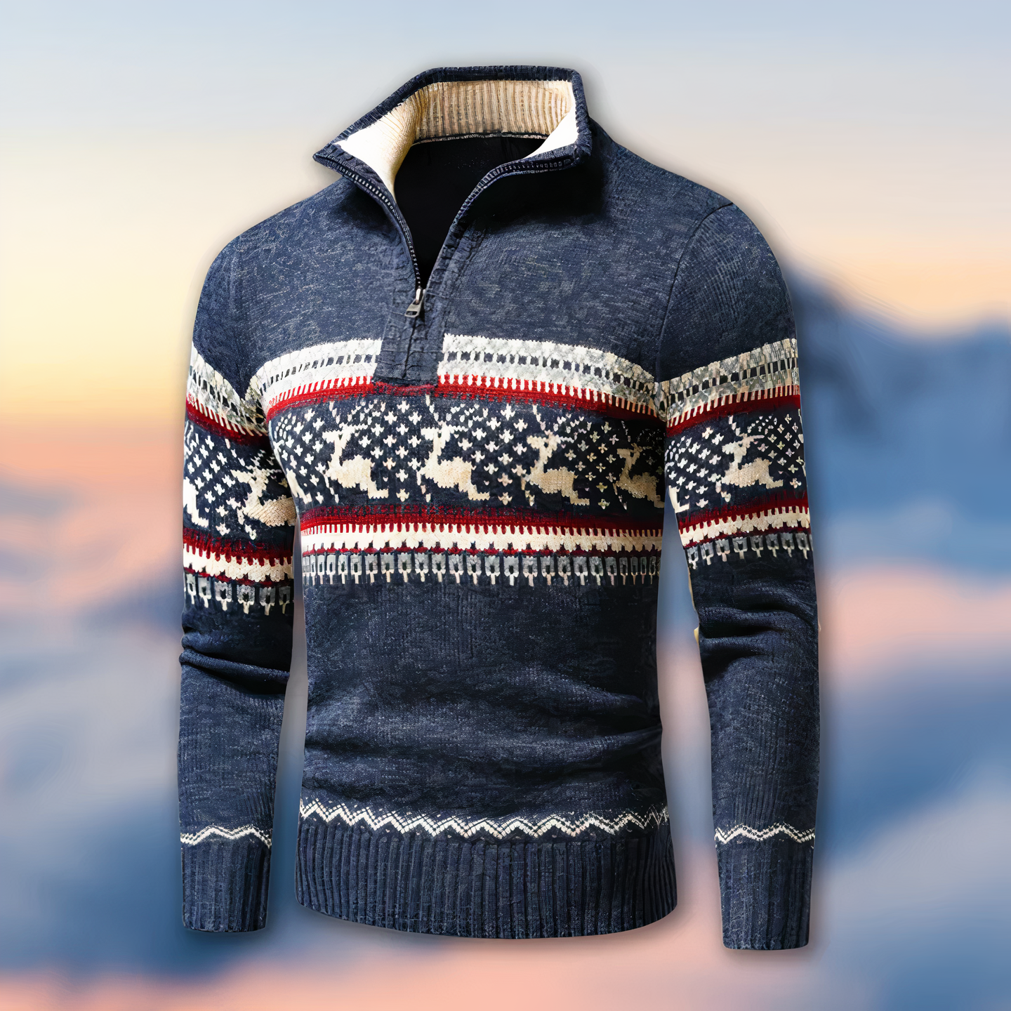 Blaudonau- MUNRO - Strickpullover mit halbem Reißverschluss