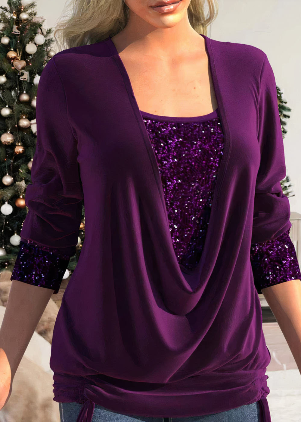 Blaudonau- SARINA - Stilvolle Glitzerbluse