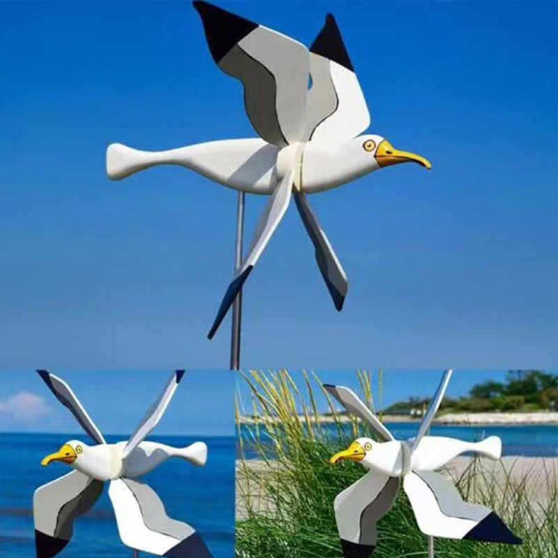 Blaudonau- Windmühle mit Möwe als Gartendekoration