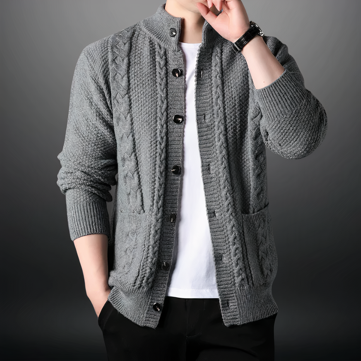 Blaudonau- TOBY - Modischer Strickcardigan für Männer