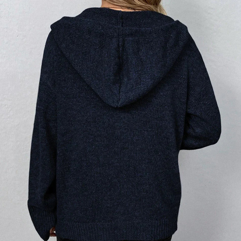 Blaudonau- VEGA - Strickjacke mit Kapuze und Kordelzug