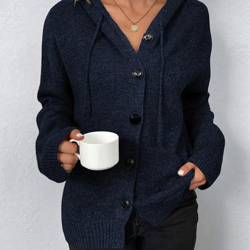 Blaudonau- VEGA - Strickjacke mit Kapuze und Kordelzug