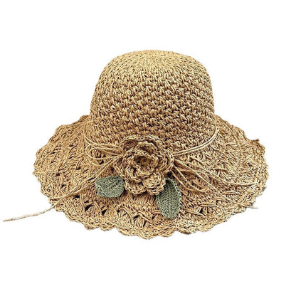 Blaudonau- Elegant Crochet Straw Hat with Ruffle Detail