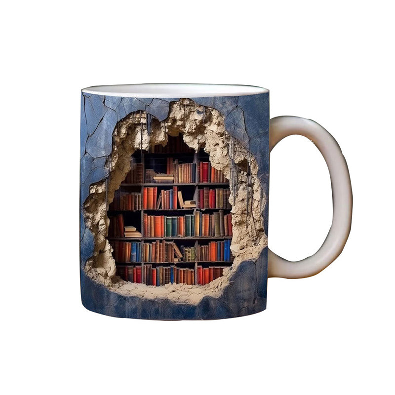 Blaudonau- 3D-Bücherregal-Tasse